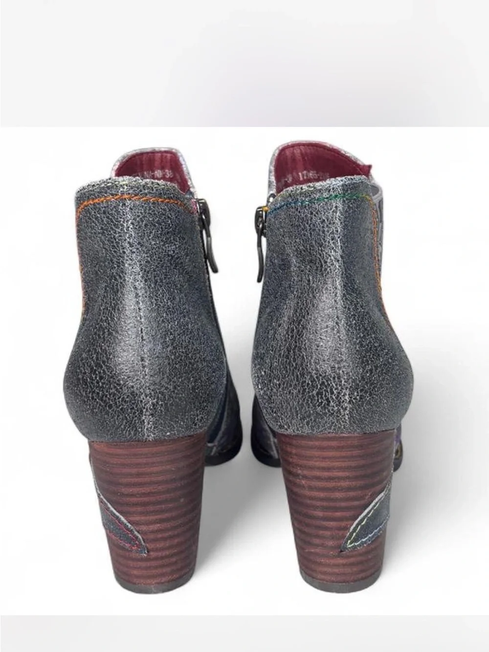 L’Artiste Spring Step Melvina Floral Leather Ankle Boots EU 38 US 7.5/8 like new